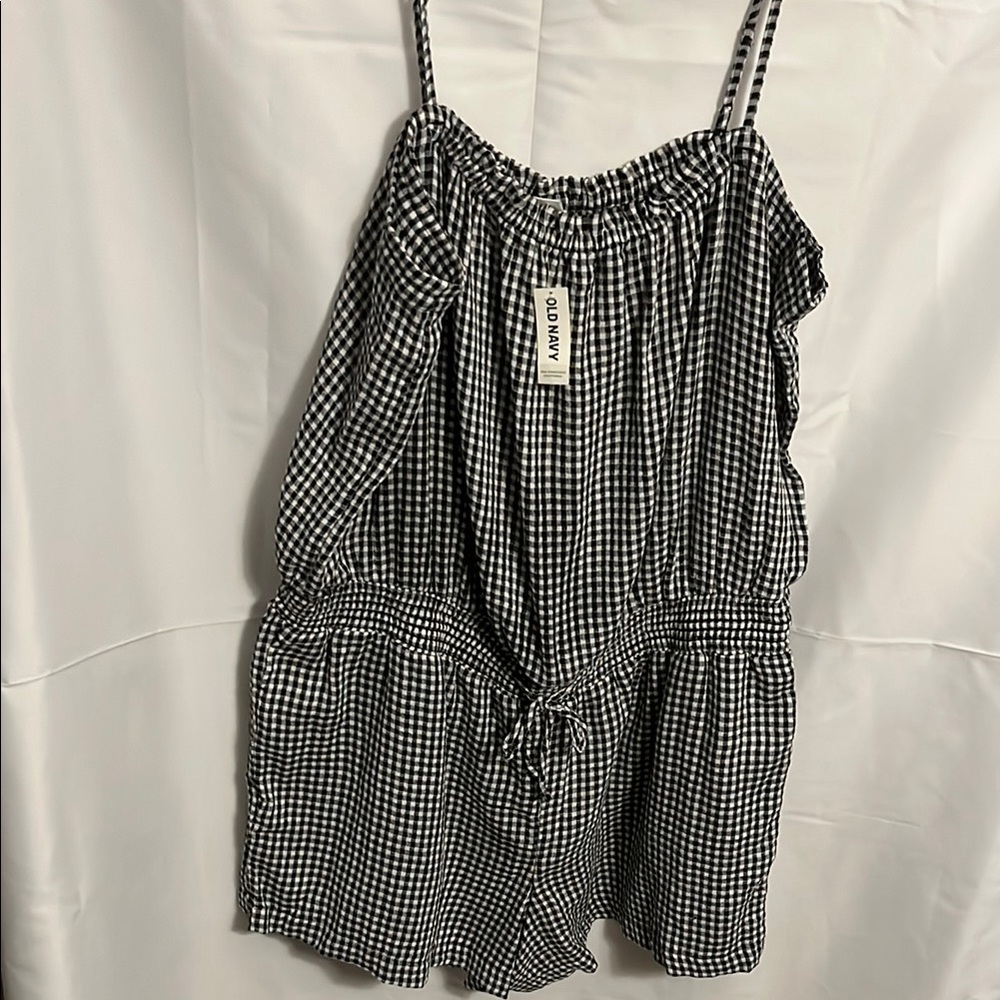 Old Navy Black and White Gingham Romper